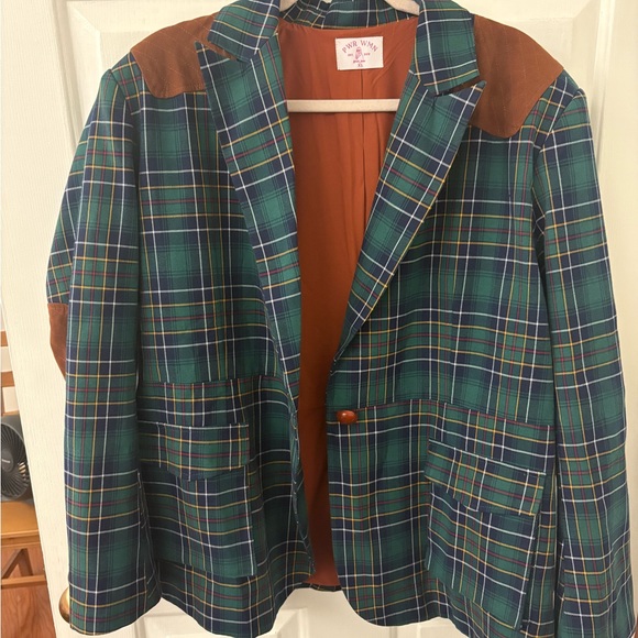 The "Old Girl" Green Plaid Equestrian Women's Blazer Suit Jacket - Picture 3 of 7